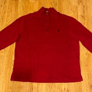 Polo Ralph Lauren 1/4 Zip Mock Neck Knit Sweater Red Men's Medium Long Sleeve